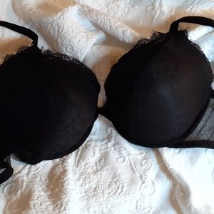 Black Convertible Push-up Plunge with Eyelash Lace